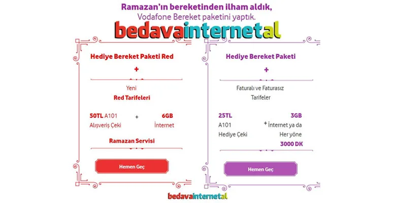 vodafone bedava internet